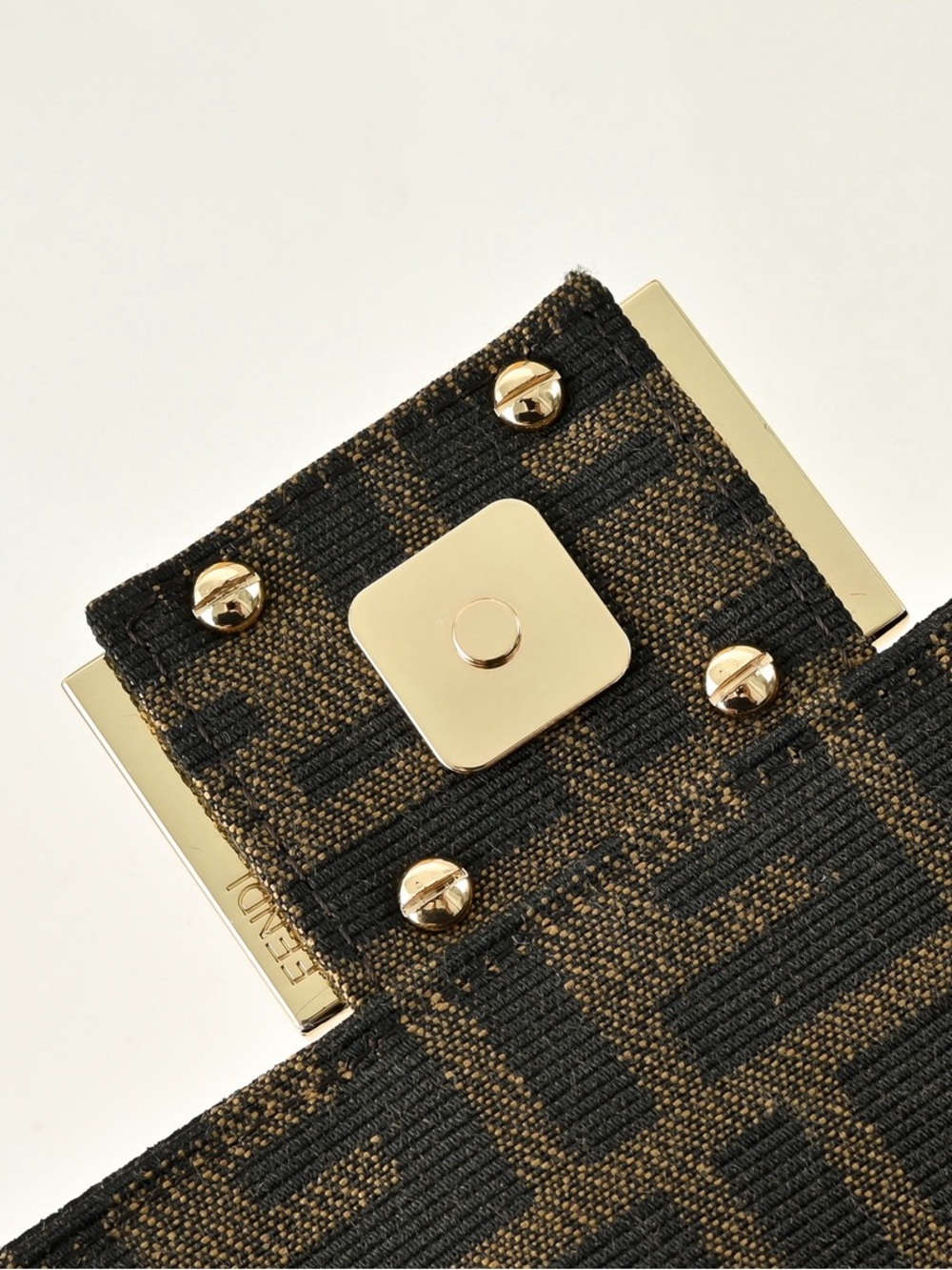 Fendi Brown & Black Zucca Crossbody Baguette with Gold Hardware - Picture 3 of 11